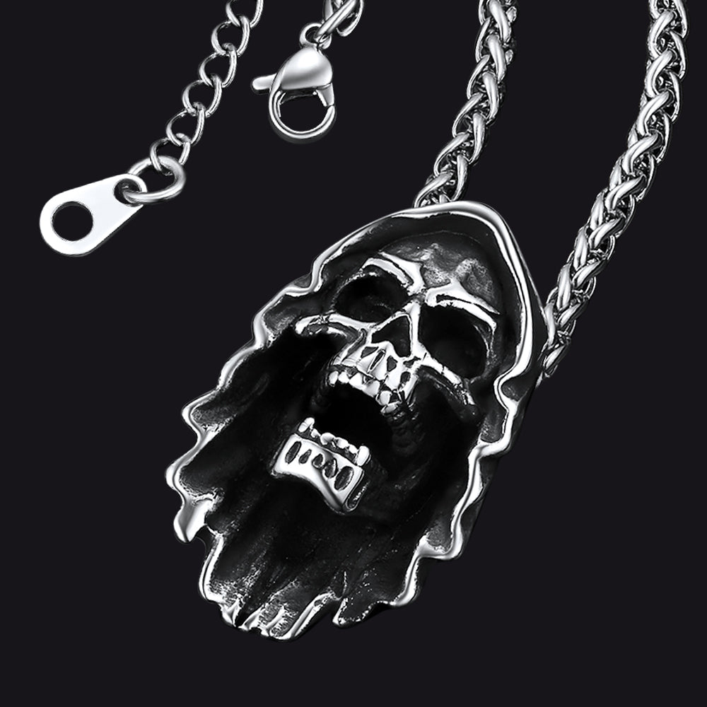 Grim Reaper Skull Pendant Necklace For Men