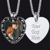 Customized Memorial Heart Photo Necklace with Skull for Men Women