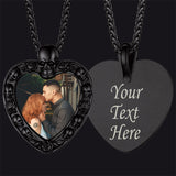 Customized Memorial Heart Photo Necklace with Skull for Men Women