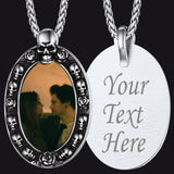Personalized Photo Pendant Necklace with Skull for Men Women
