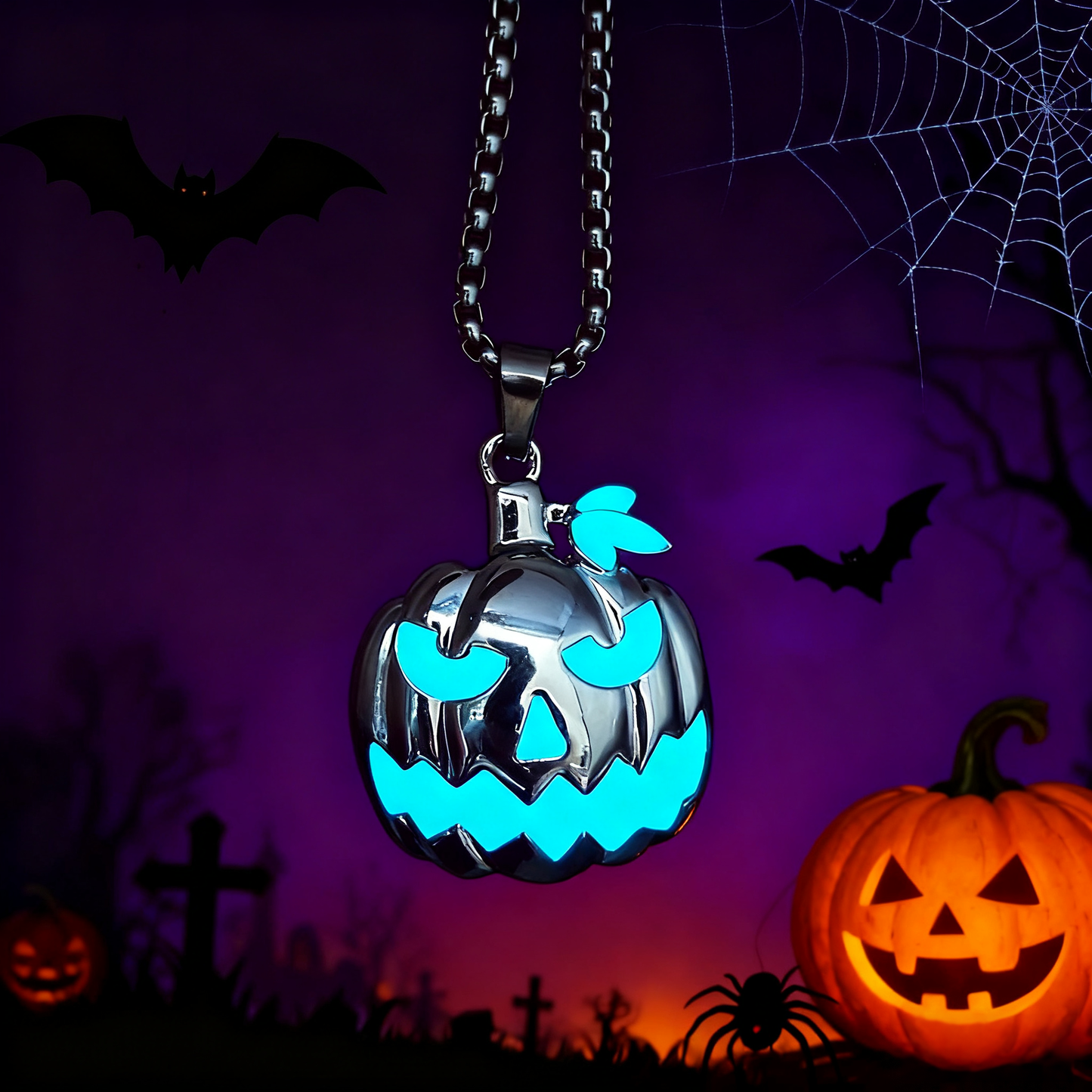 Halloween Glow in the Dark Pumpkin Pendant Necklace Gift