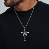 Gothic Jesus Skeleton Cross Pendant Necklace for Men