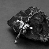 Gothic Jesus Skeleton Cross Pendant Necklace for Men