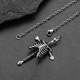 Gothic Jesus Skeleton Cross Pendant Necklace for Men