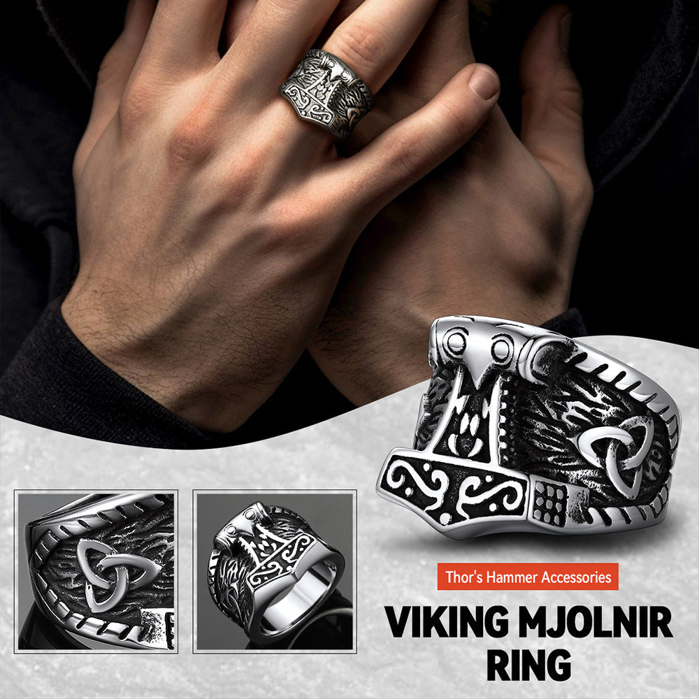 Viking Mjolnir Signet Ring Thor's Hammer Ring for Men