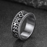 Stainless Steel Norse Viking Runes Band Ring for Men