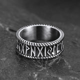 Stainless Steel Norse Viking Runes Band Ring for Men