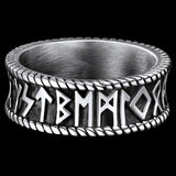 Stainless Steel Norse Viking Runes Band Ring for Men