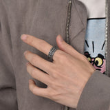 Stainless Steel Norse Viking Runes Band Ring for Men