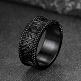 Stainless Steel Norse Viking Runes Band Ring for Men