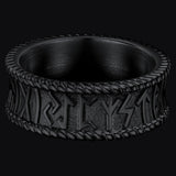 Stainless Steel Norse Viking Runes Band Ring for Men