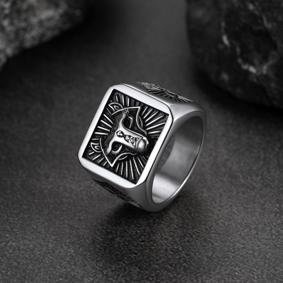 Norse Viking Wolf Signet Ring for Men