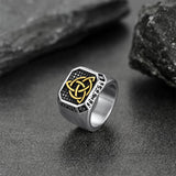 Celtic Knot Signet Ring with Viking Runes