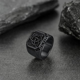 Celtic Knot Signet Ring with Viking Runes
