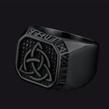 Celtic Knot Signet Ring with Viking Runes