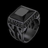 Custom Celtic Gemstone Ring With Runes for Men