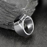 Customized Black Onyx Ring with Viking Runes for Men