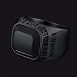 Customized Black Onyx Ring with Viking Runes for Men