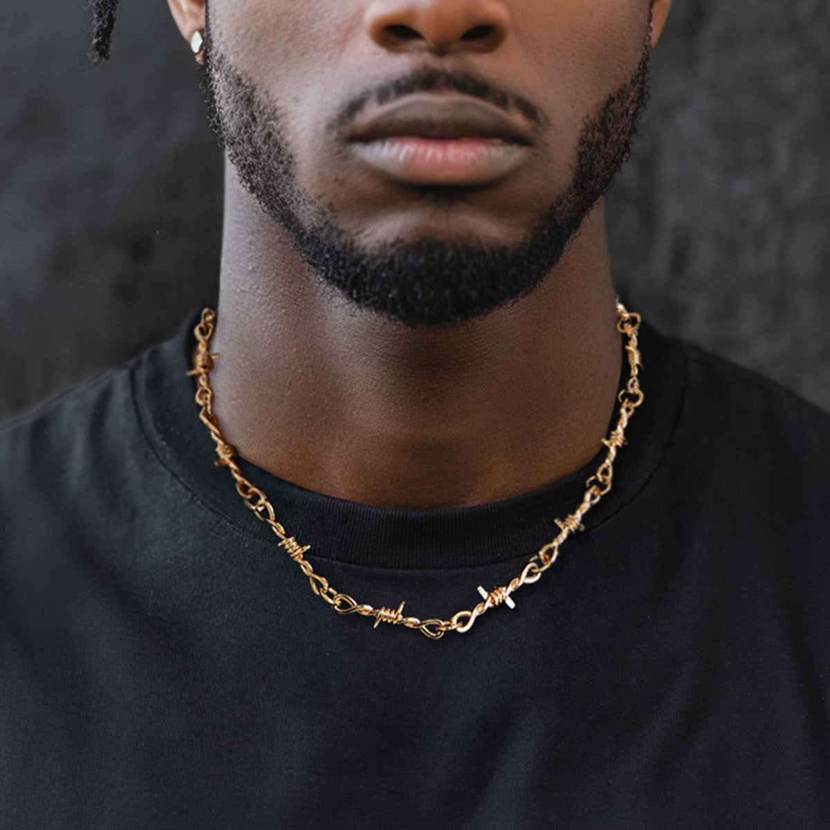 Gothic Thorn Barb Wire Chain Link Necklace Birthday Gift for Men