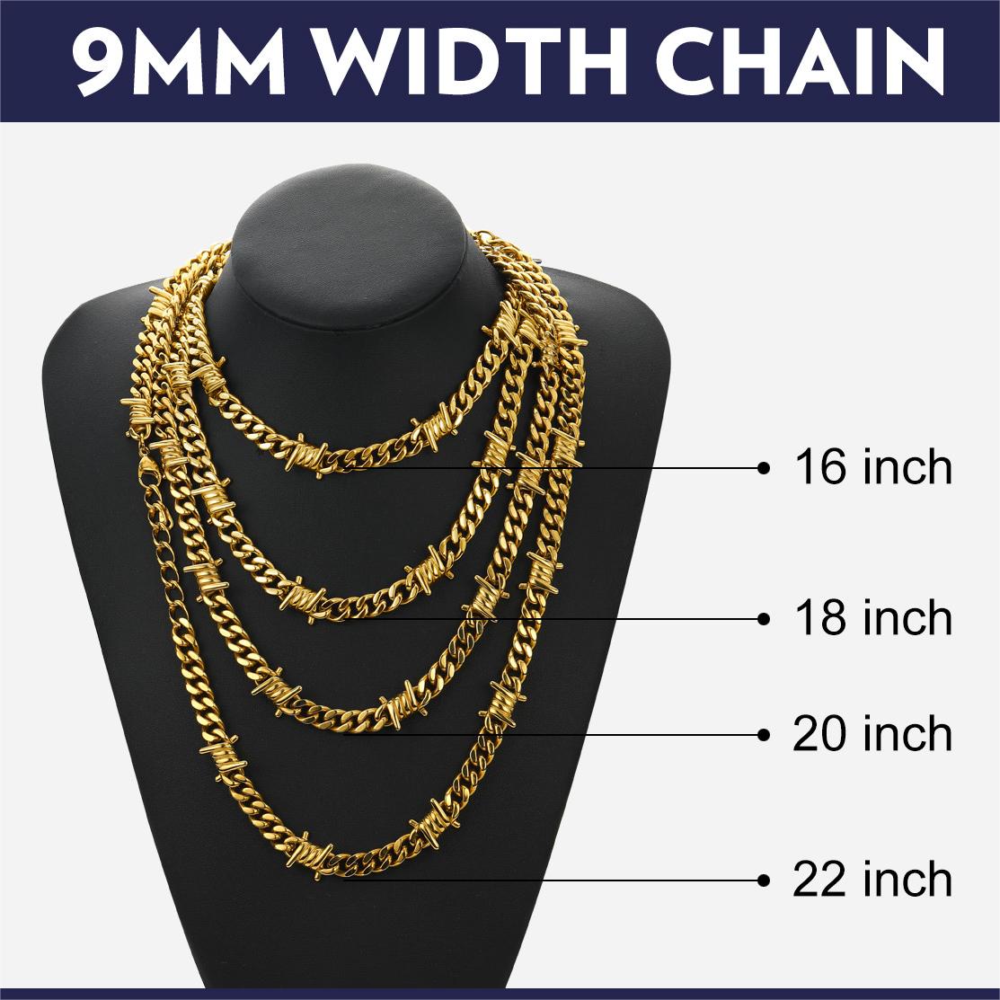 Barbed Wire Cuban Link Chain Choker Necklace for Men Women