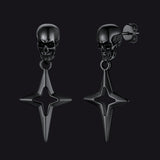 Flash Sale Skull Dangle Stud Earrings with Cross Star For Men