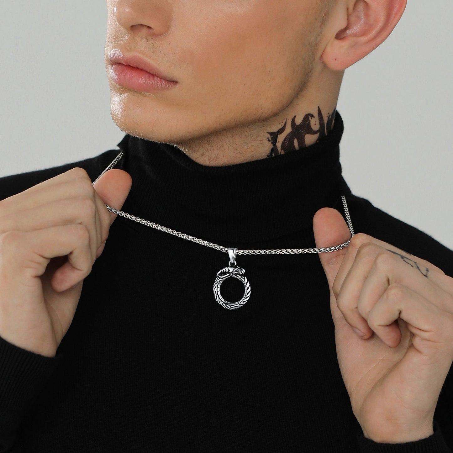 Dragon Circle Pendant Necklace for Men Women