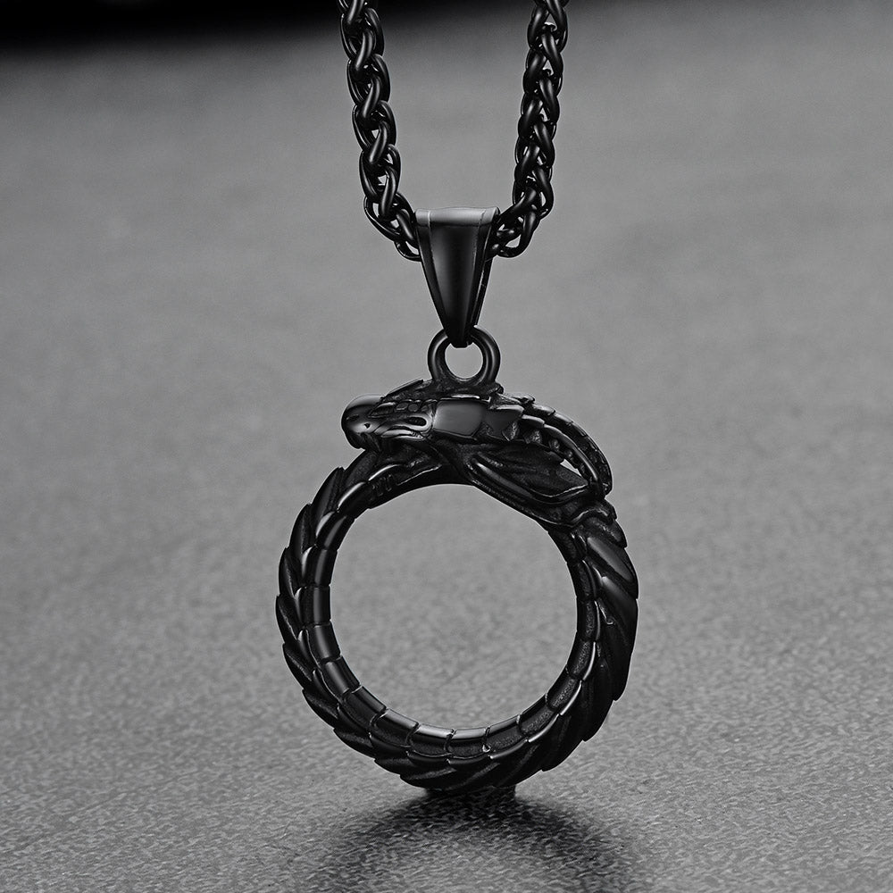 Dragon Circle Pendant Necklace for Men Women