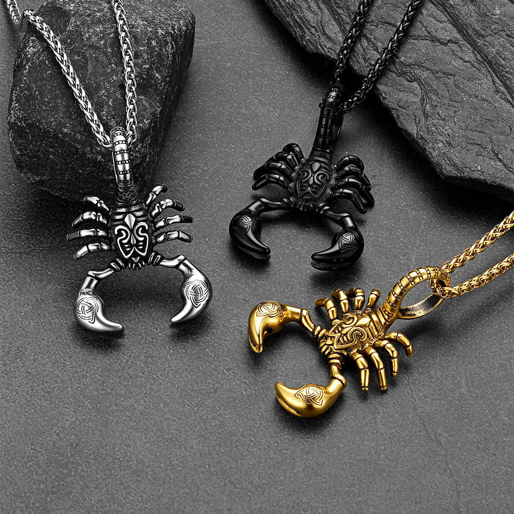 Celtic Knot Scorpion Pendant Necklace for Men