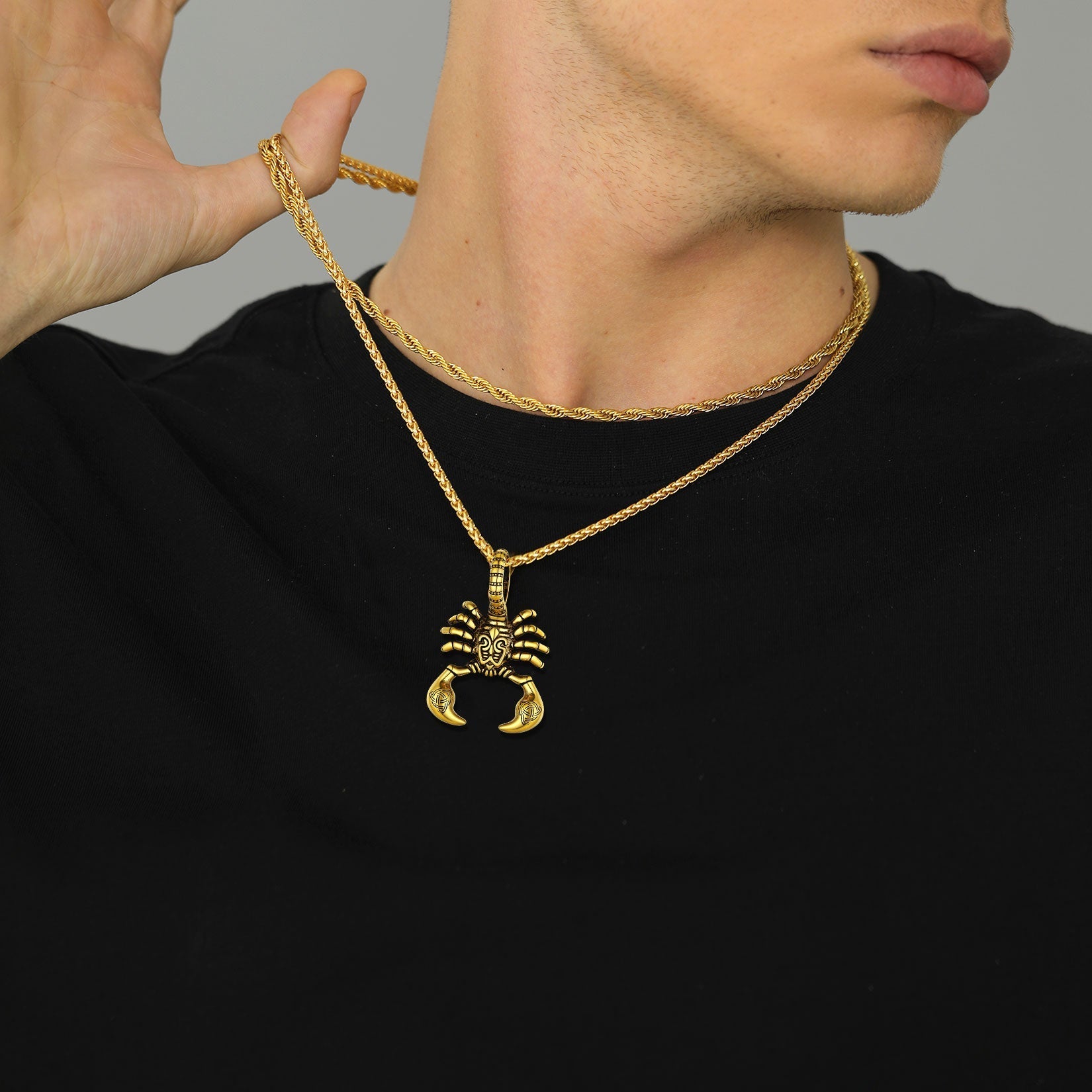 Celtic Knot Scorpion Pendant Necklace for Men