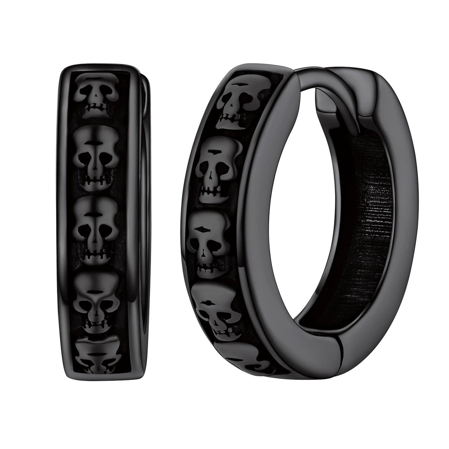 Gothic Skull Huggie Hoop Earrings For Men Women