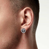 Sterling Silver Runes Skull Earrings Studs For Men