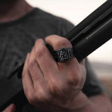 Norse Viking Valknut Ring with Rune for Men