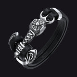 Viking Mjolnir Thor's Hammer Leather Bracelet for Men