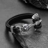 Viking Mjolnir Thor's Hammer Leather Bracelet for Men