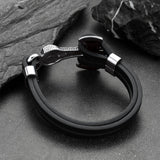 Viking Mjolnir Thor's Hammer Leather Bracelet for Men