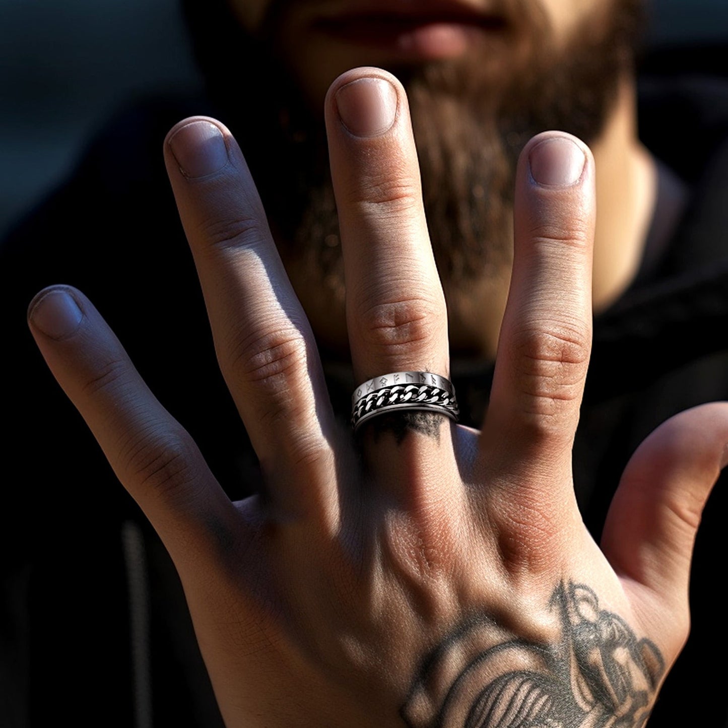 Viking Spinner Fidget Anxiety Ring for Men Women