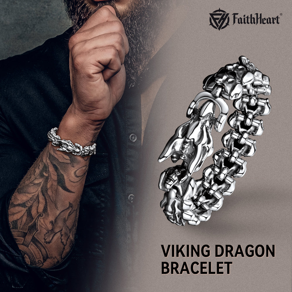 Viking Dragon Head Bracelet Stainless Punk Bracelet