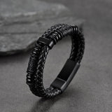 Engraved Viking Leather Braided Wristband Bracelet Gift for Men/Grandson