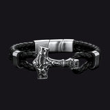 Viking Thor's Hammer Mjolnir Braided Leather Bracelet Gift For Men