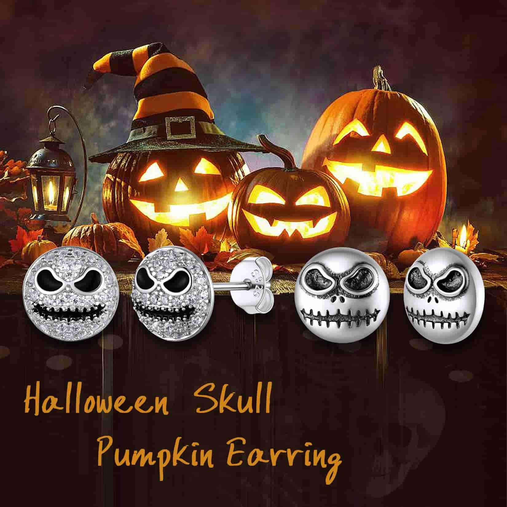 Halloween Jack Skellington Earrings For Men in Sterling Silver