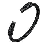 Viking Bracelet Norse Wolf Heads Cuff Bangle For Men