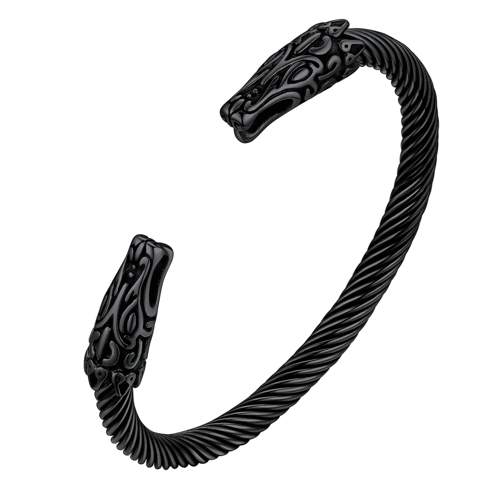 Viking Bracelet Norse Wolf Heads Cuff Bangle For Men