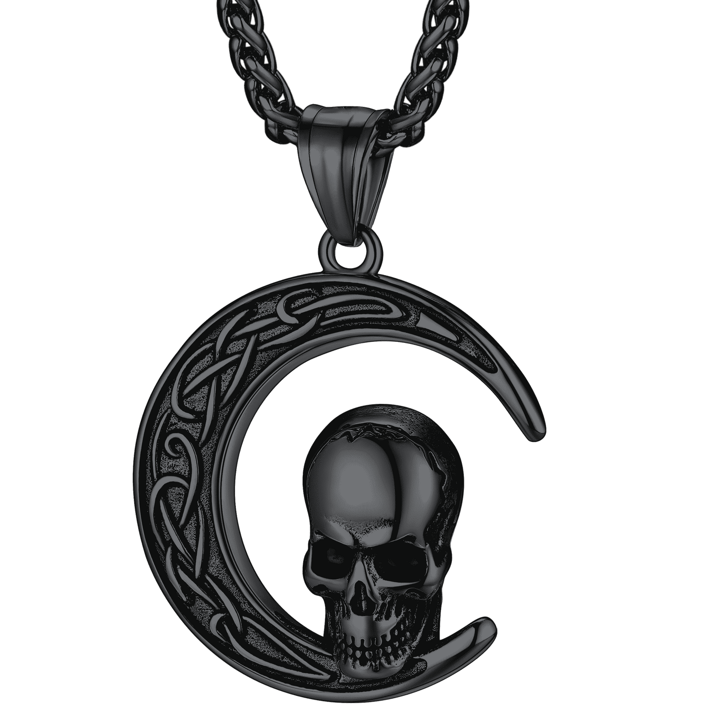 Flash Sale Celtic Crescent Moon Skull Necklace For Men