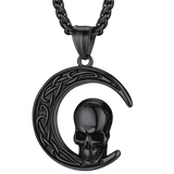 Flash Sale Celtic Crescent Moon Skull Necklace For Men