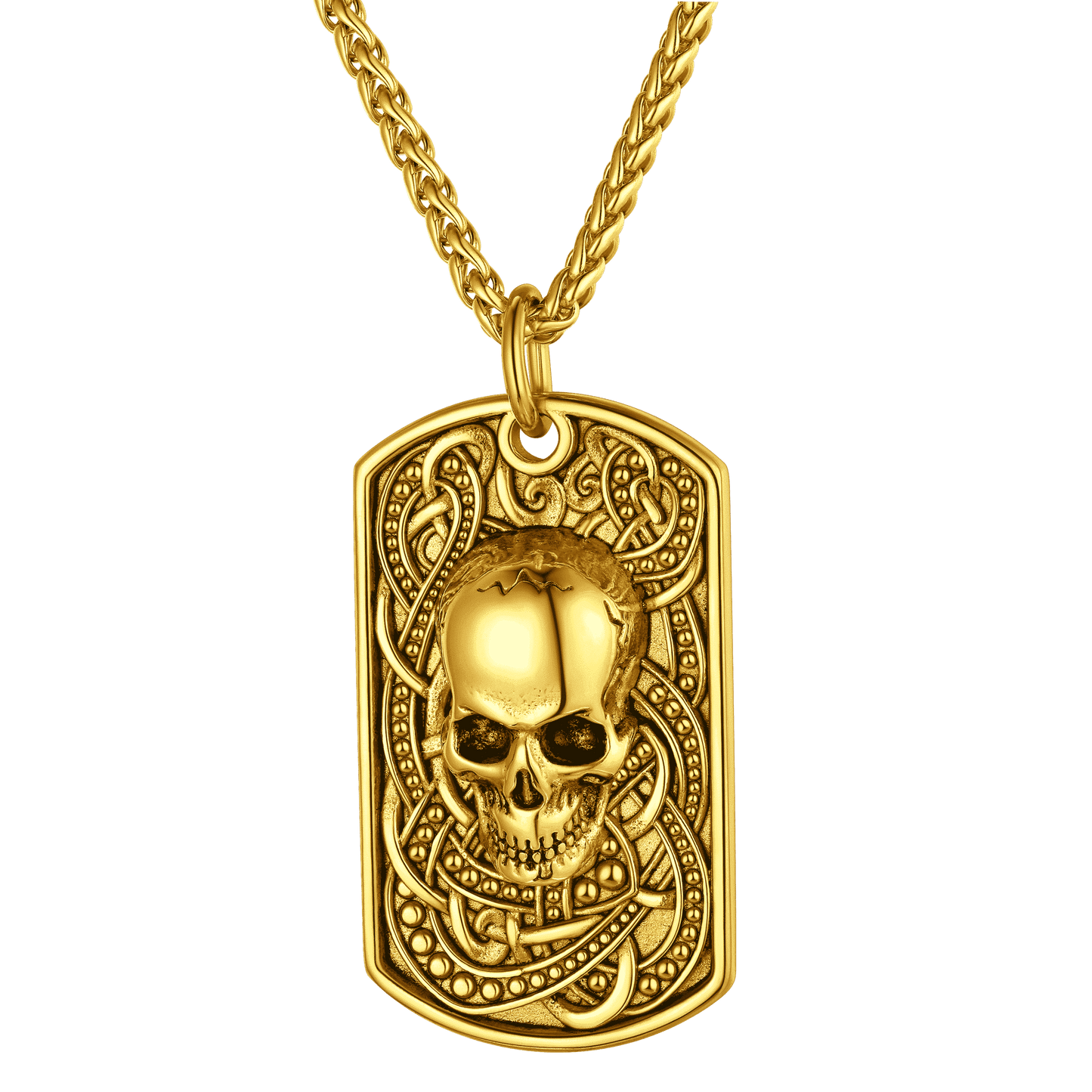 Gothic Skull Dog Tag Pendant Necklace For Men