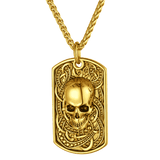 Gothic Skull Dog Tag Pendant Necklace For Men
