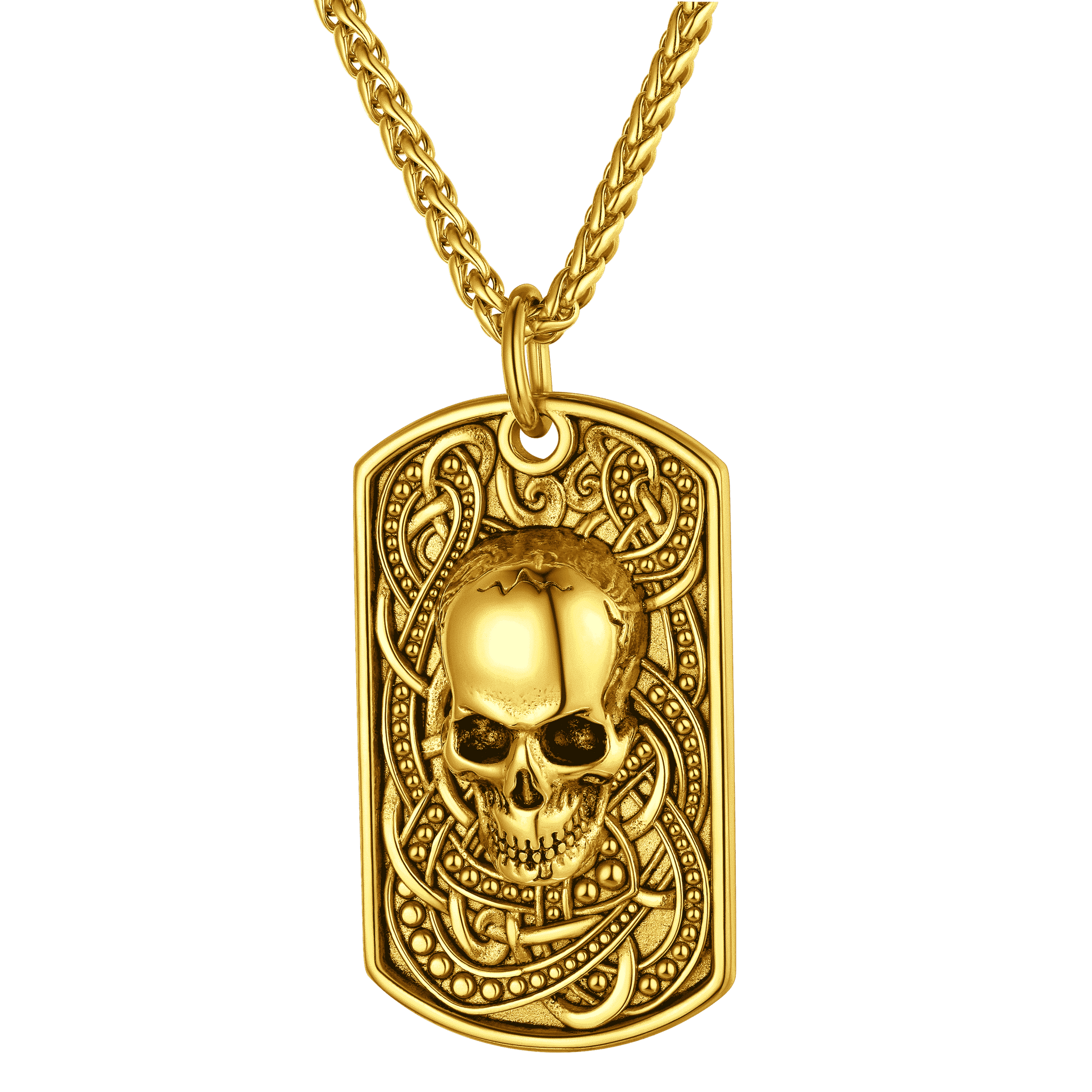 Gothic Skull Dog Tag Pendant Necklace For Men