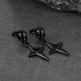 Flash Sale Skull Dangle Stud Earrings with Cross Star For Men