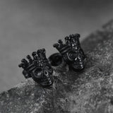 Punk Crown Skull Stud Earrings for Men Halloween Gift