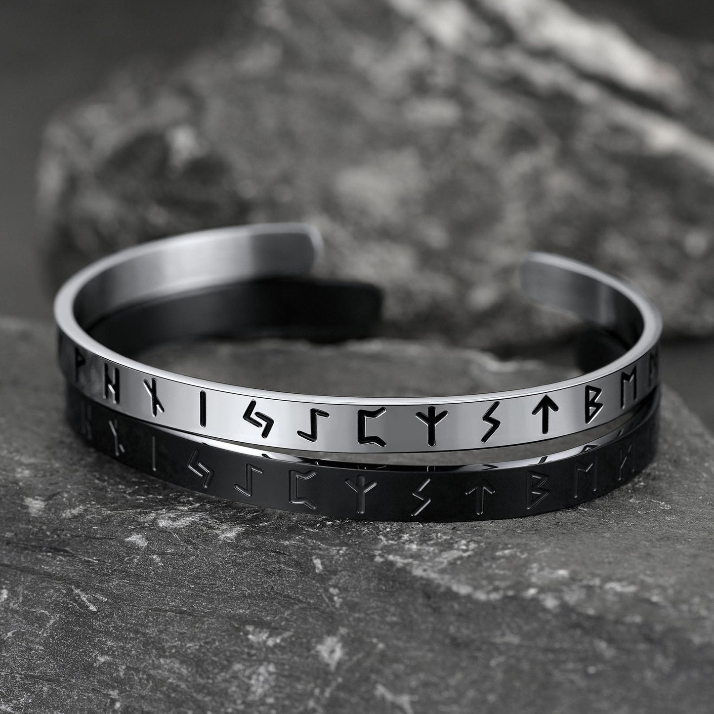 Norse Viking Runes Bangle Cuff Bracelet For Men